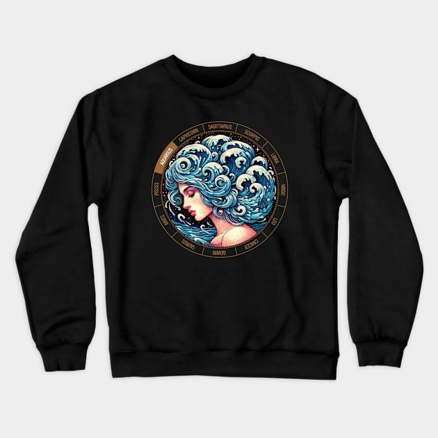 ZODIAC Aquarius - Astrological AQUARIUS - AQUARIUS - ZODIAC sign - Van Gogh style - 4 Crewneck Sweatshirt by ArtProjectShop